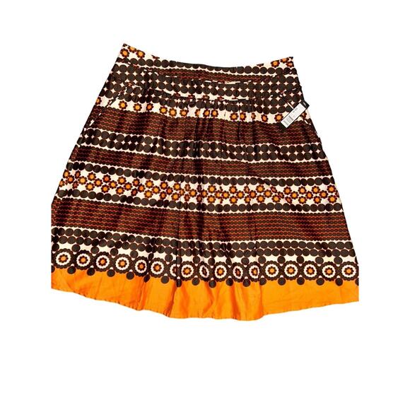 Madison Festive Cotton Orange‎ Brown Tan Red Skirt Size 8 Zipper NWT $86 - Picture 2 of 7